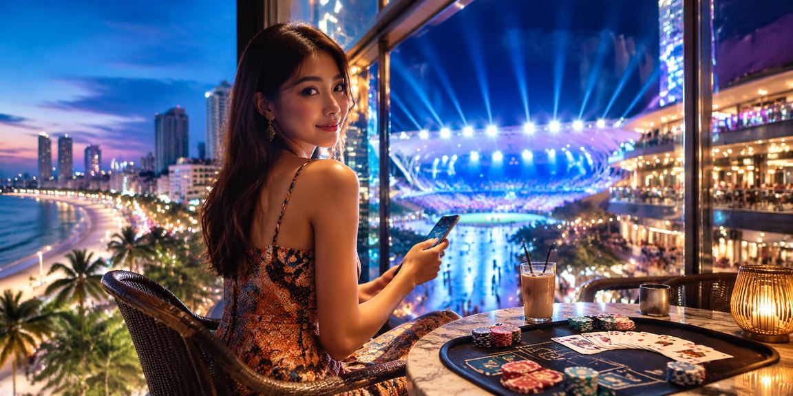 Meja Baccarat kasino langsung di Petaling Jaya dengan dealer sedang membahagikan kad